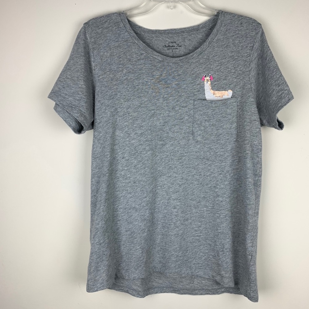 J.Crew Factory Llama Pocket Collector Tee Sz L